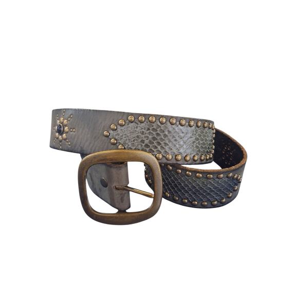 Y2K Linea Pelle Leather Women's size 36 Chunky 1½ Studded Boho Grungecore Belt - Picture 1 of 11